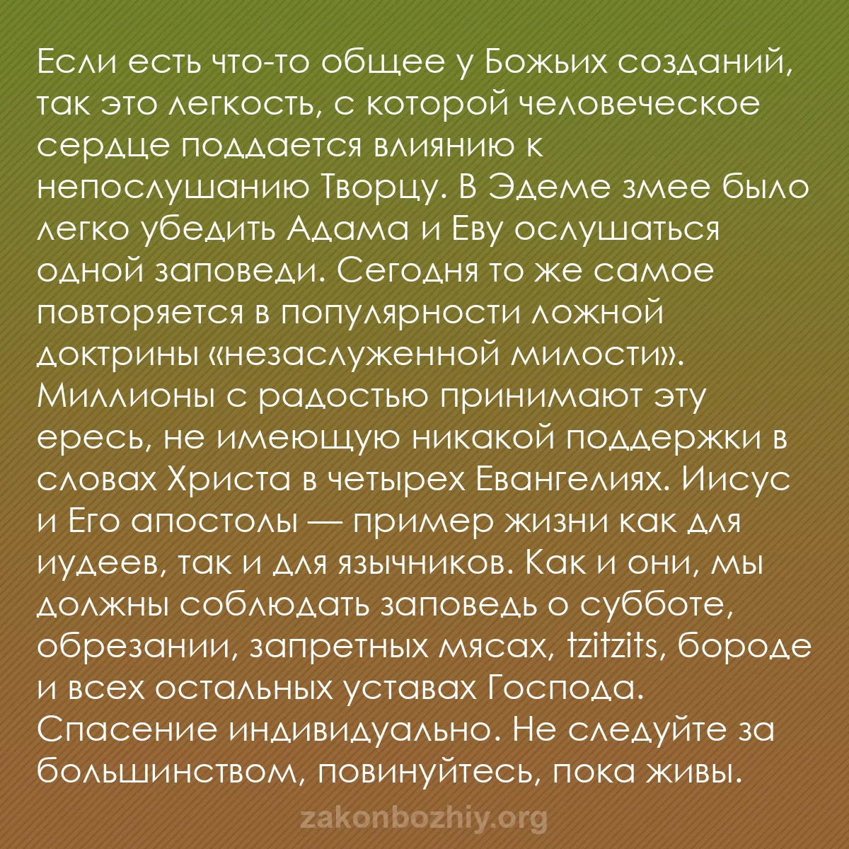b0089 - Пост о Законе Божьем: Если есть что-то общее у Божьих созданий, так это легкость,...
