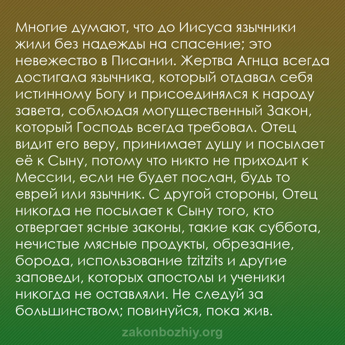 b0416 - Пост о Законе Божьем: Многие думают, что до Иисуса язычники жили без надежды на спасение;...